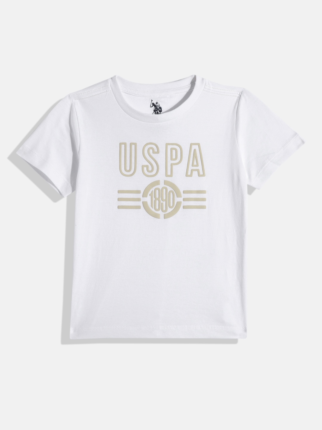 

U.S. Polo Assn. Kids Boys Brand Logo Printed Pure Cotton T-shirt, White