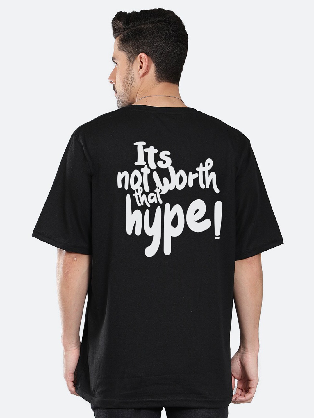 

Mad Over Print Typography Printed Cotton Oversized T-shirt, Black