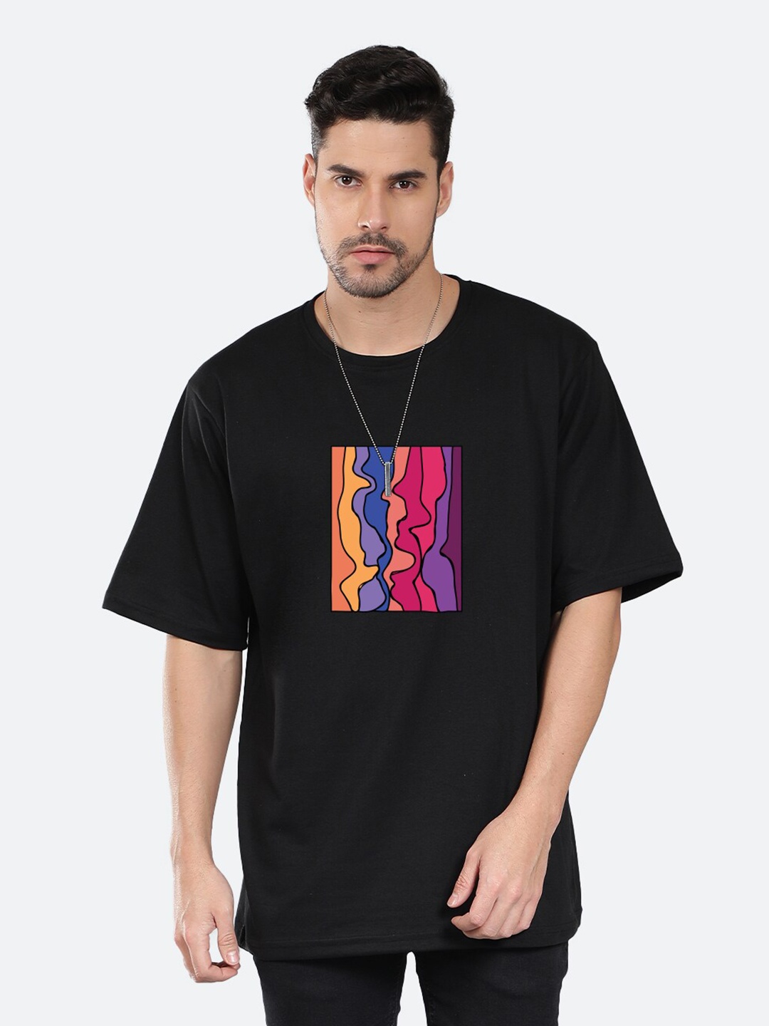 

Mad Over Print Graphic Printed Cotton Oversized T-shirt, Black