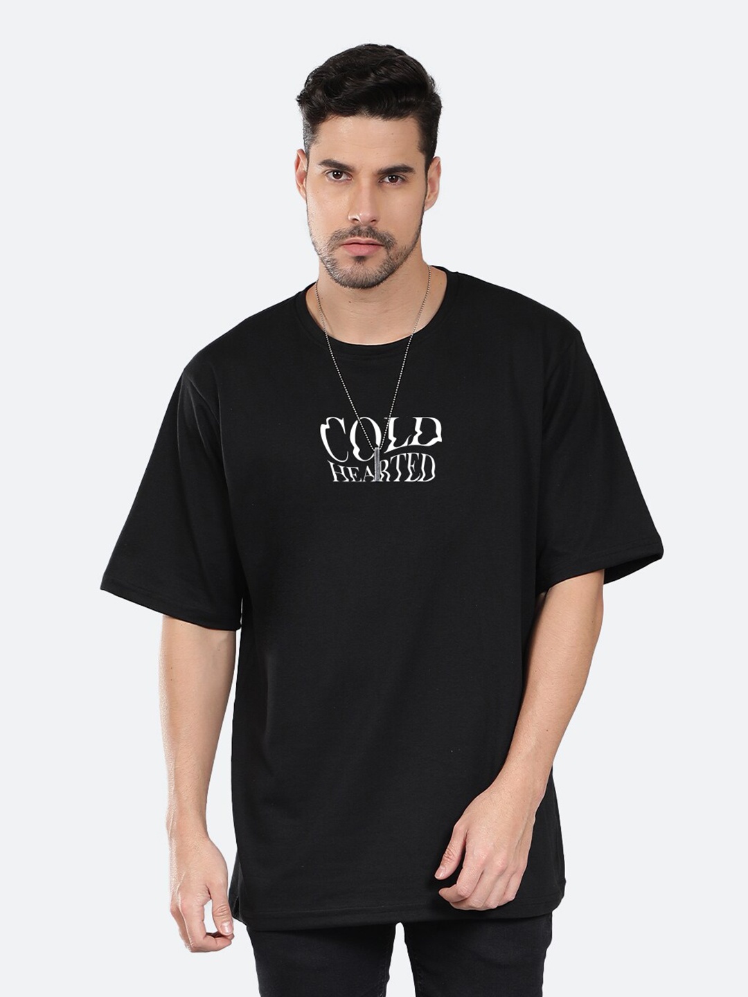 

Mad Over Print Typography Printed Cotton Oversized T-shirt, Black