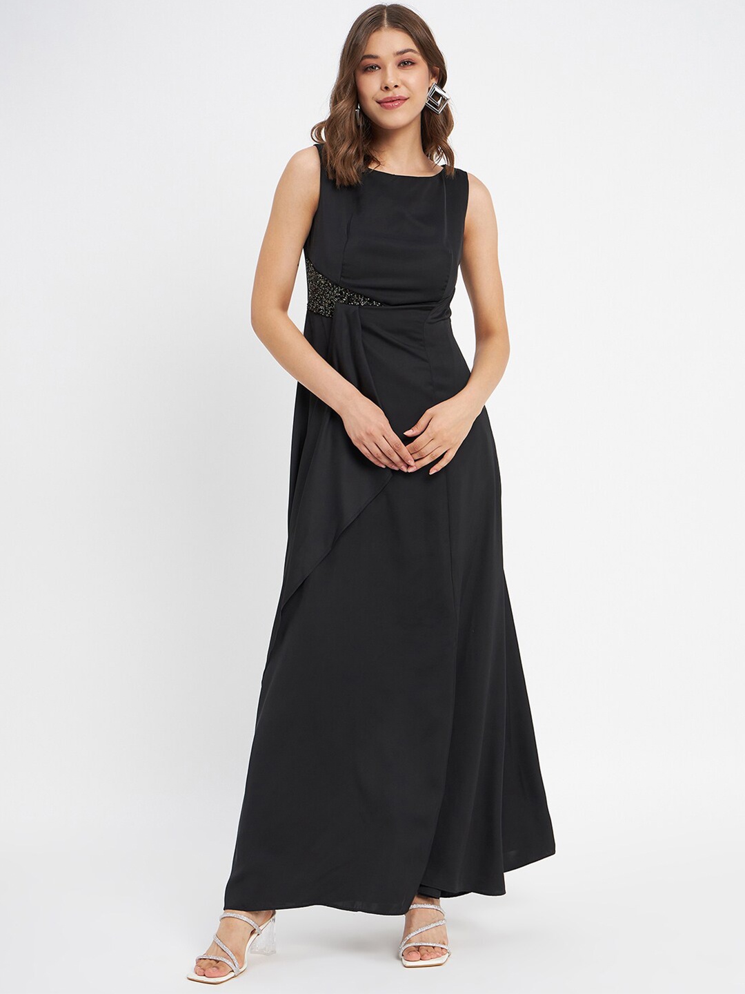

Madame Round Neck Sleeveless Maxi Dress, Black