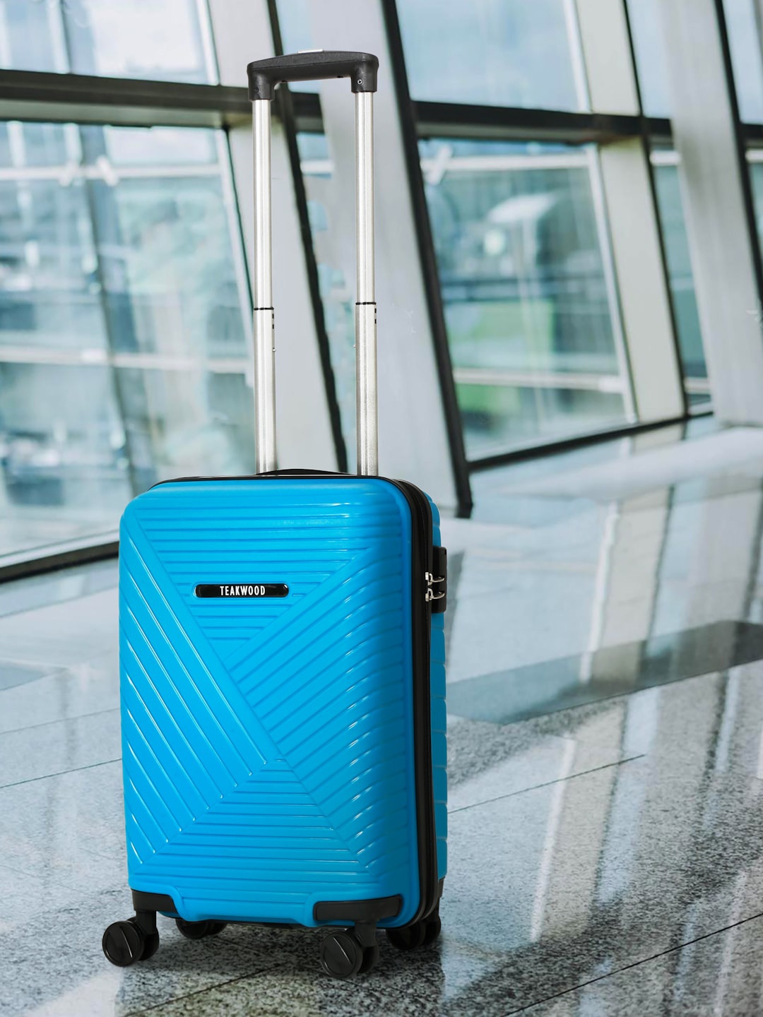 

Teakwood Leathers Textured Hard-Sided Cabin Trolley Suitcase, Teal