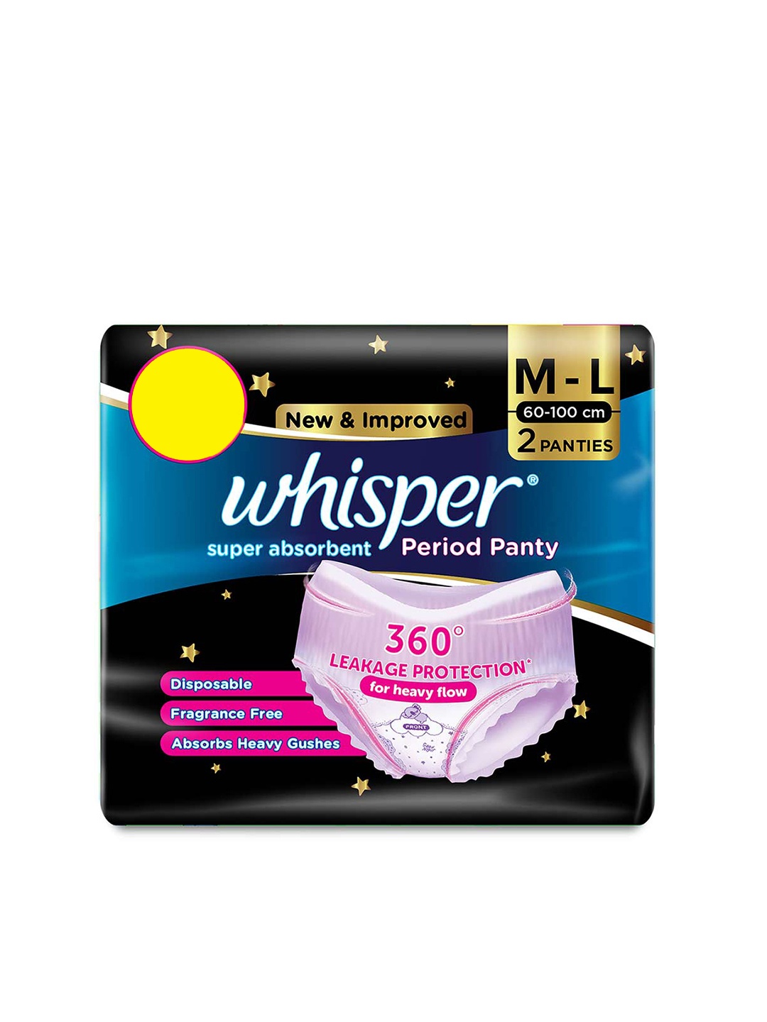 

Whisper Super Absorbent Disposable Period Panties - Size M-L - 2 Pcs, Black