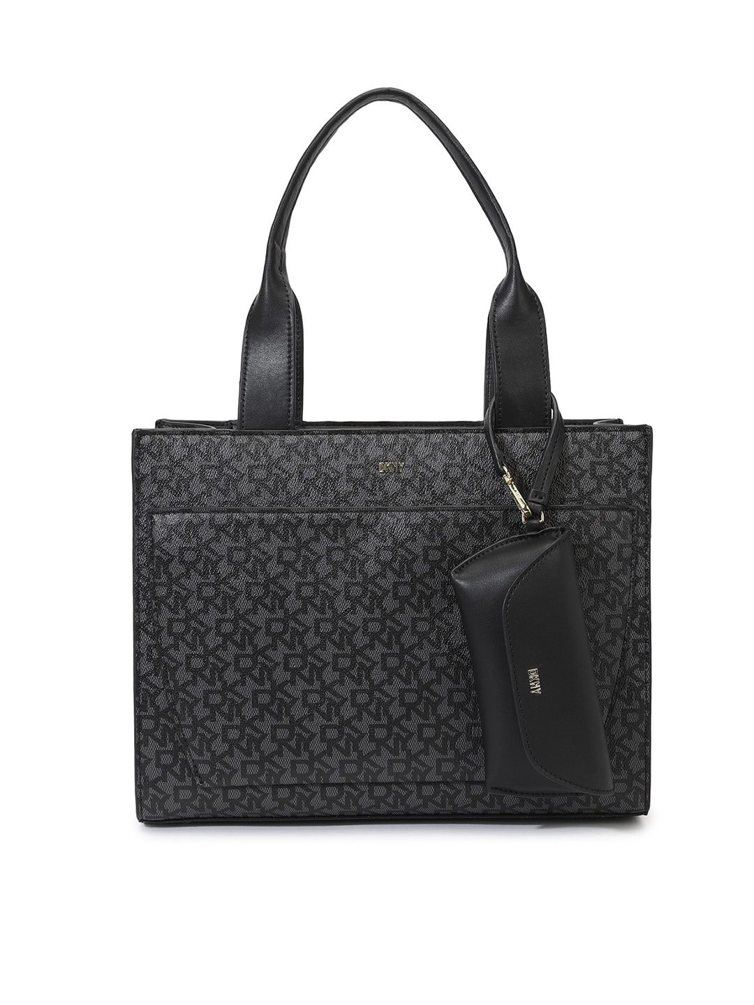 

DKNY Typography Printed Satchel Bag With Pouch, Black