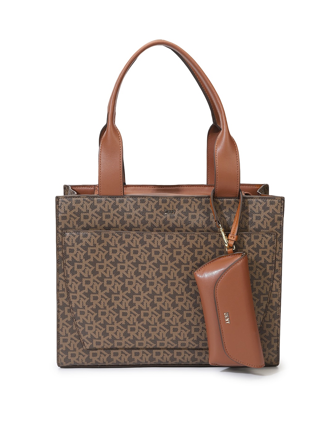 

DKNY Structured Satchel Bag With Pouch, Brown