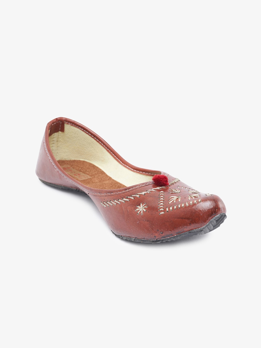 

Ta Chic Ethnic Embellished Pointed Toe Mojaris, Brown