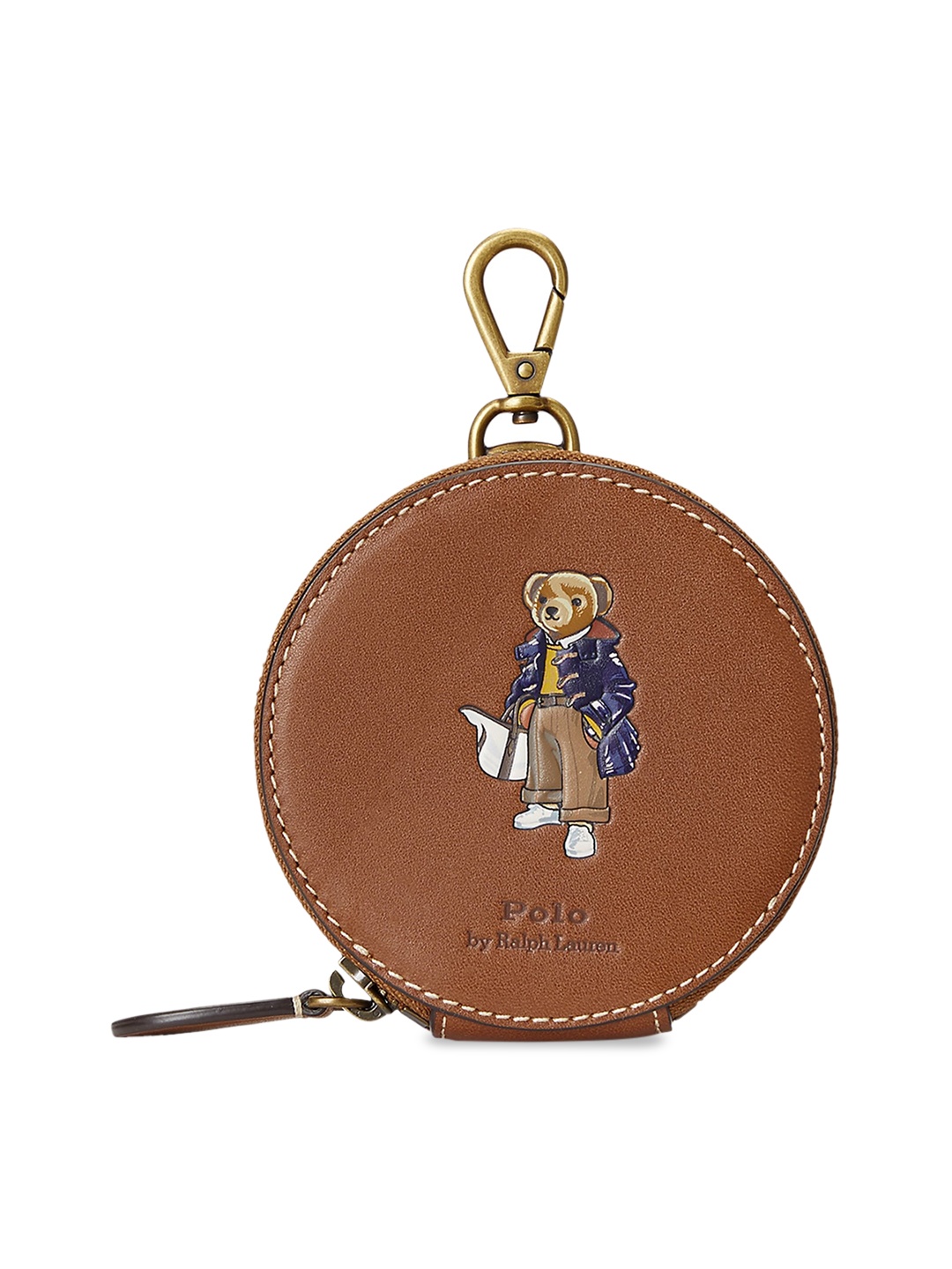 

Polo Ralph Lauren Bear Embroidered Leather Coin Pouch, Brown