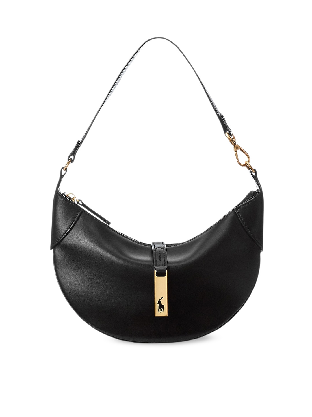 

Polo Ralph Lauren Half Moon Leather Hobo Bag, Black