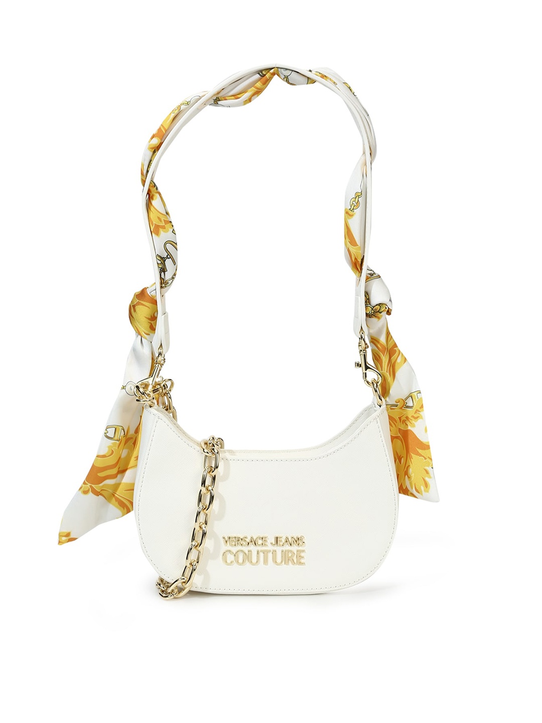 

Versace Jeans Couture Structured Water Resistance Sling Bag With VJC Scarf, White