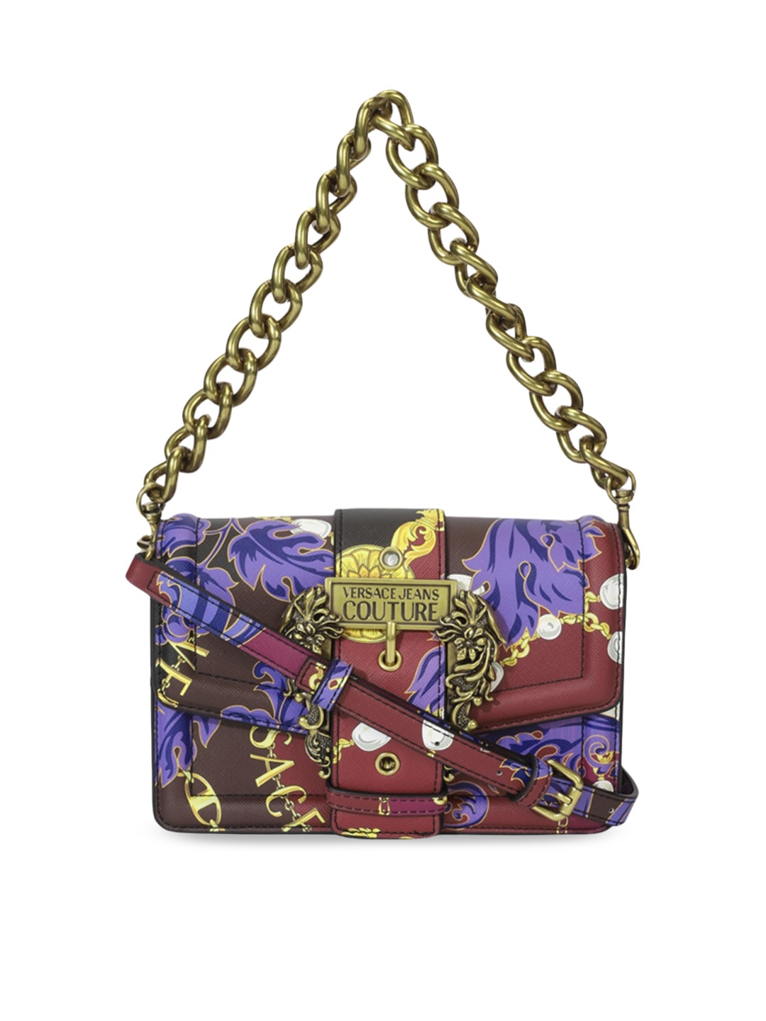 

Versace Jeans Couture Floral Printed Structured Shoulder Bag, Purple