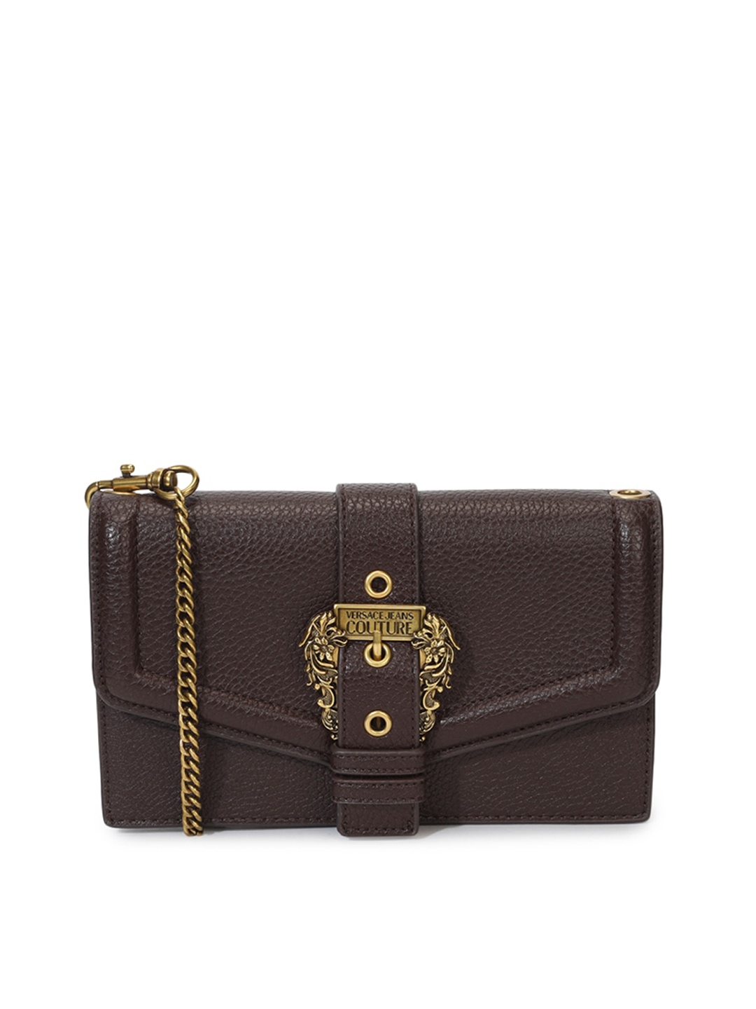 

Versace Jeans Couture Embellished Structured Sling Bag, Brown