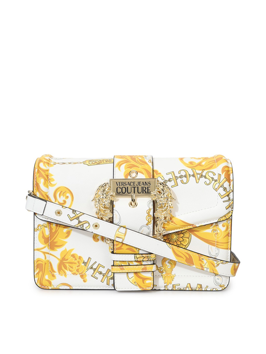 

Versace Jeans Couture Floral Printed Structured Sling Bag, White