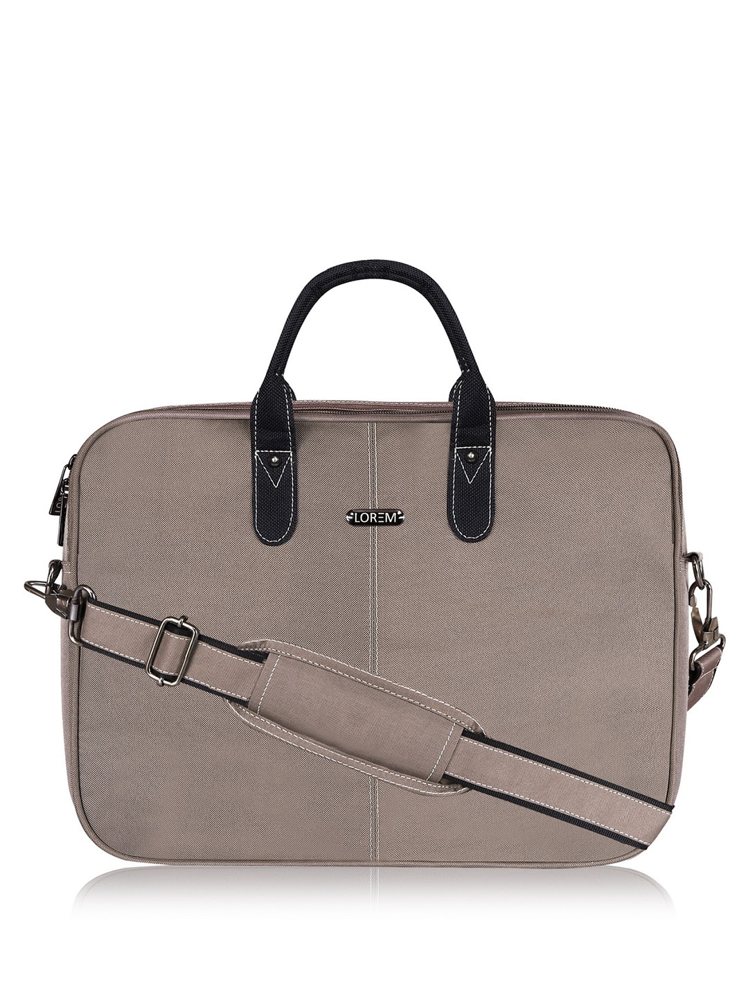 

LOREM Men Grey & Black Textured Laptop Bag