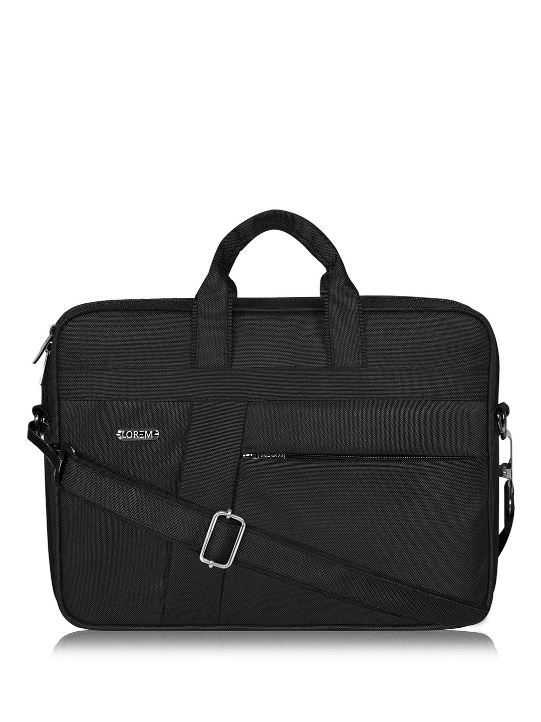 

LOREM Men Black Textured Laptop Bag