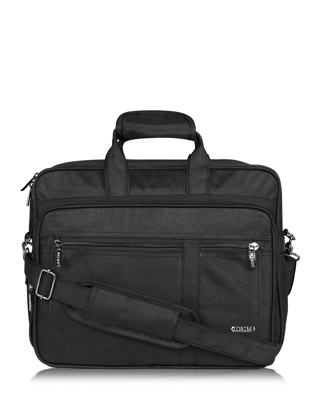 

LOREM Men Black Textured Laptop Bag