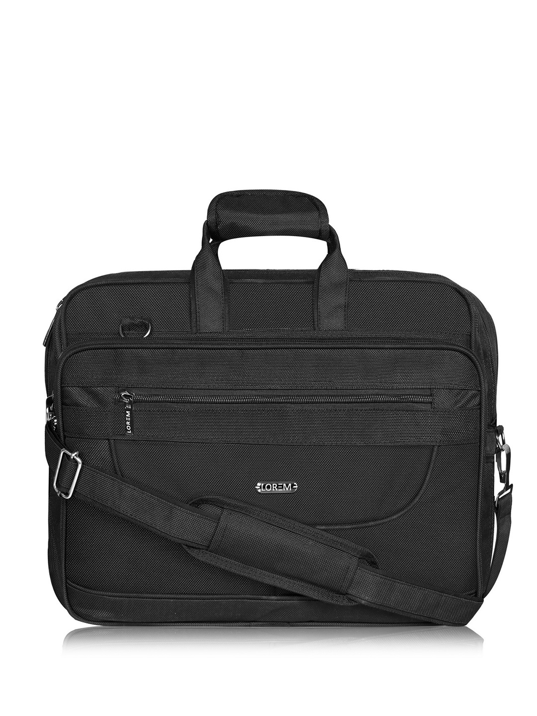 

LOREM Men Black Textured Laptop Bag
