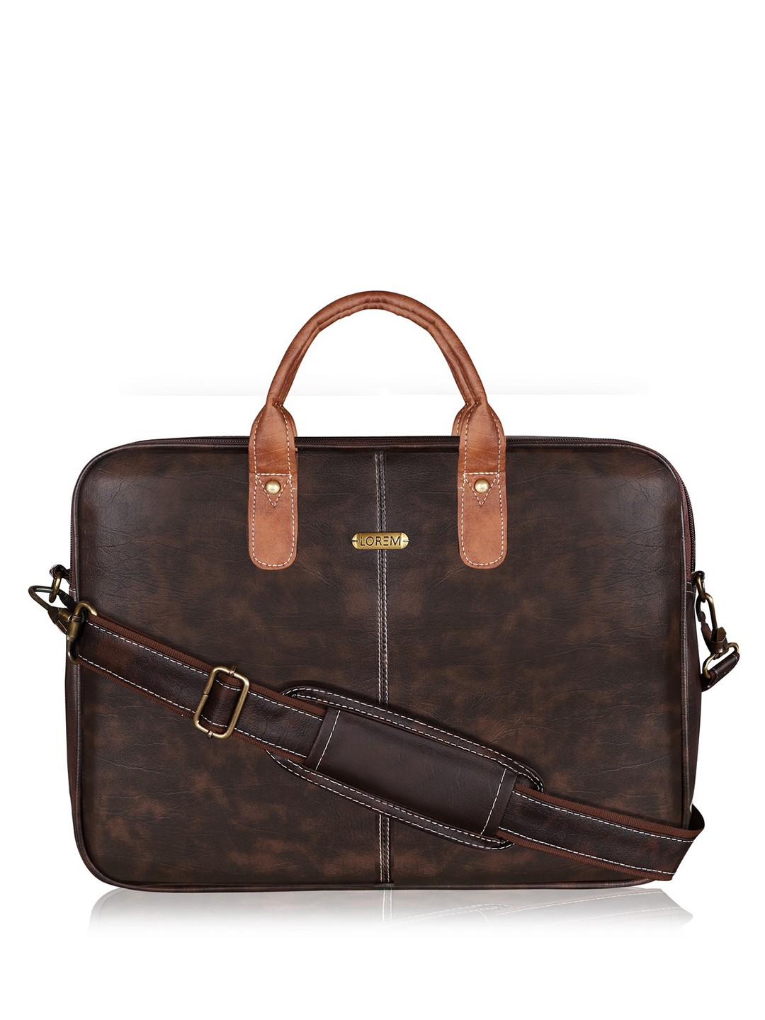 

LOREM Men Brown Textured Laptop Bag