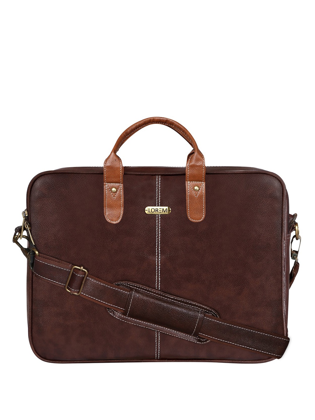 

LOREM Men Brown Textured Laptop Bag