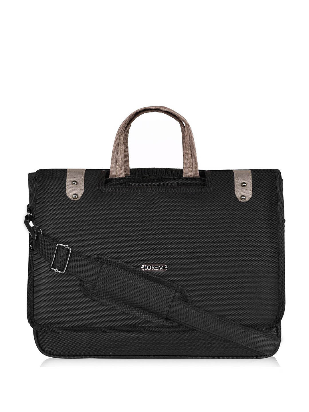 

LOREM Men Black Textured Laptop Bag