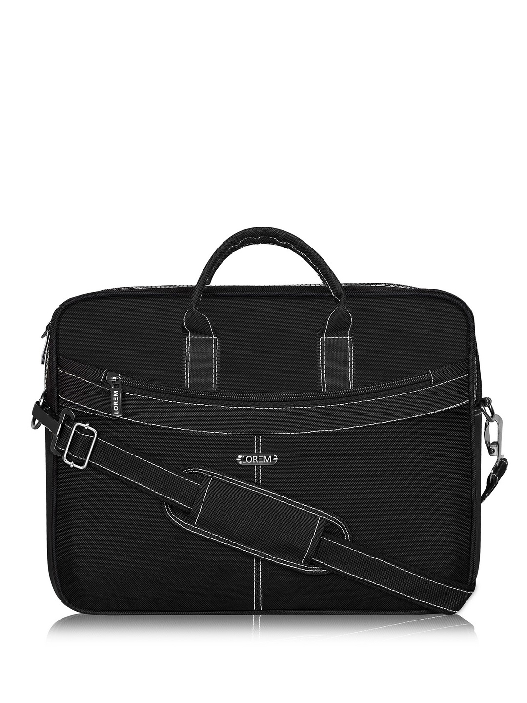 

LOREM Men Black Textured Laptop Bag