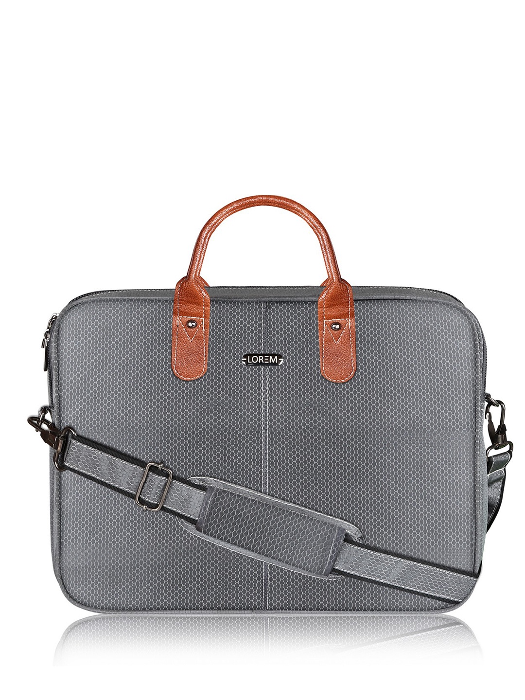 

LOREM Men Grey Textured Laptop Bag
