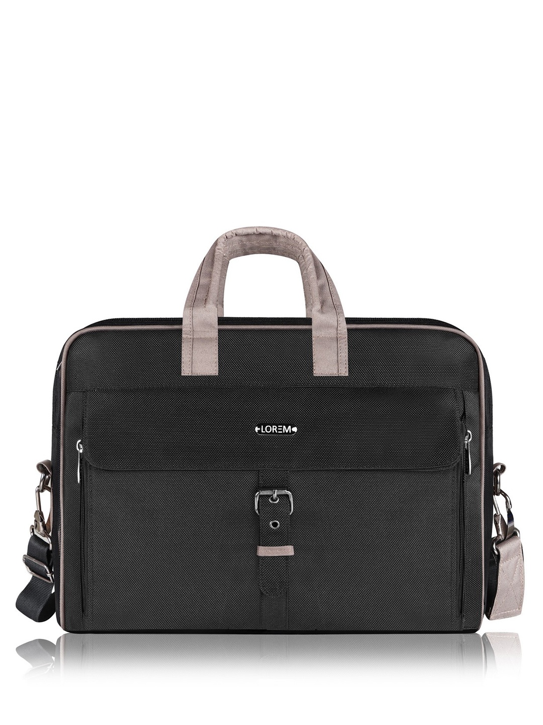 

LOREM Men Black Textured Laptop Bag