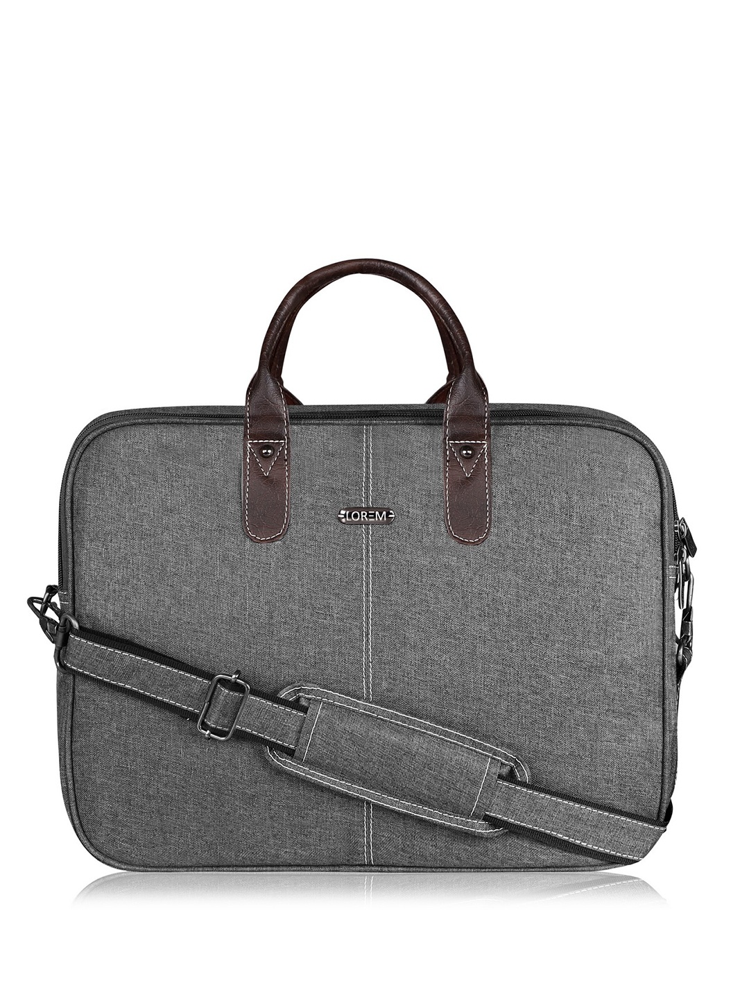 

LOREM Men Grey Textured Laptop Bag