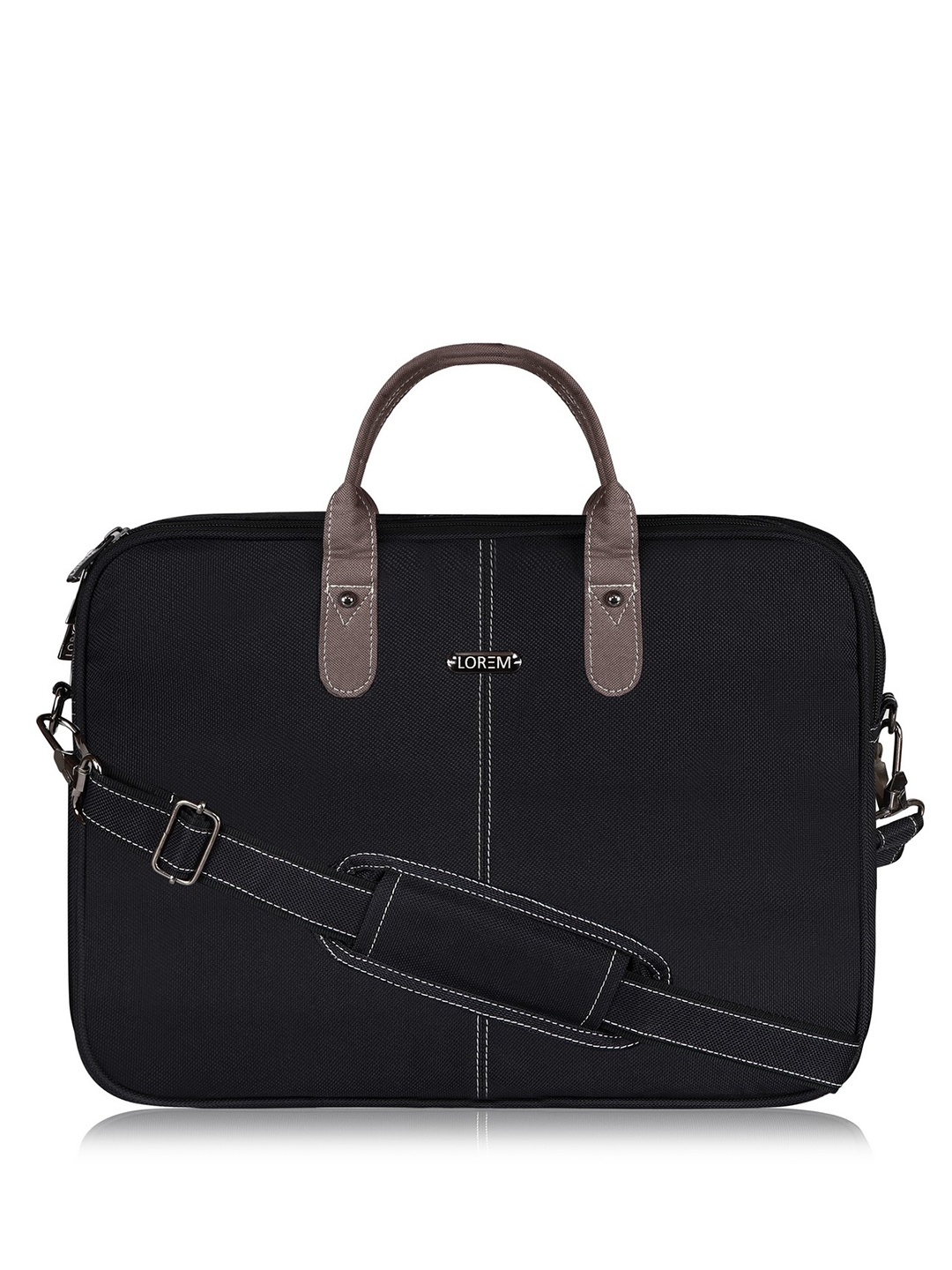 

LOREM Men Black Textured Laptop Bag