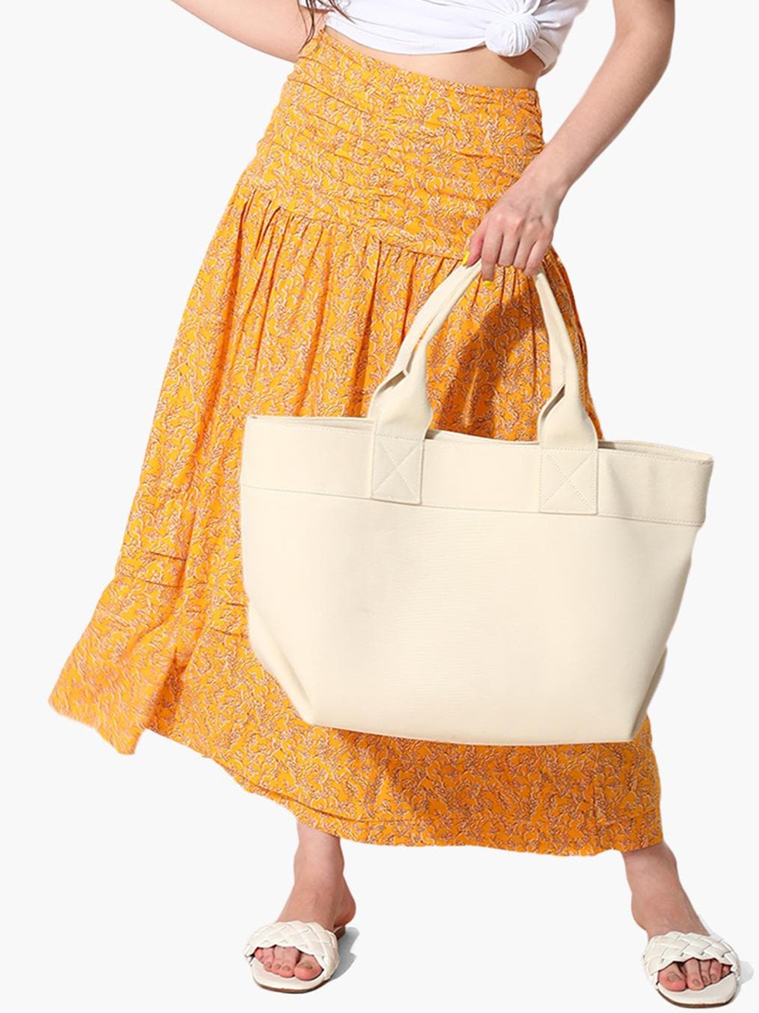 

Virgio Floral Printed Pure Cotton Flared Maxi Skirt, Yellow