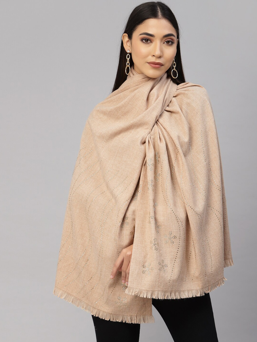 

Mafadeny Woven Design Stole, Beige