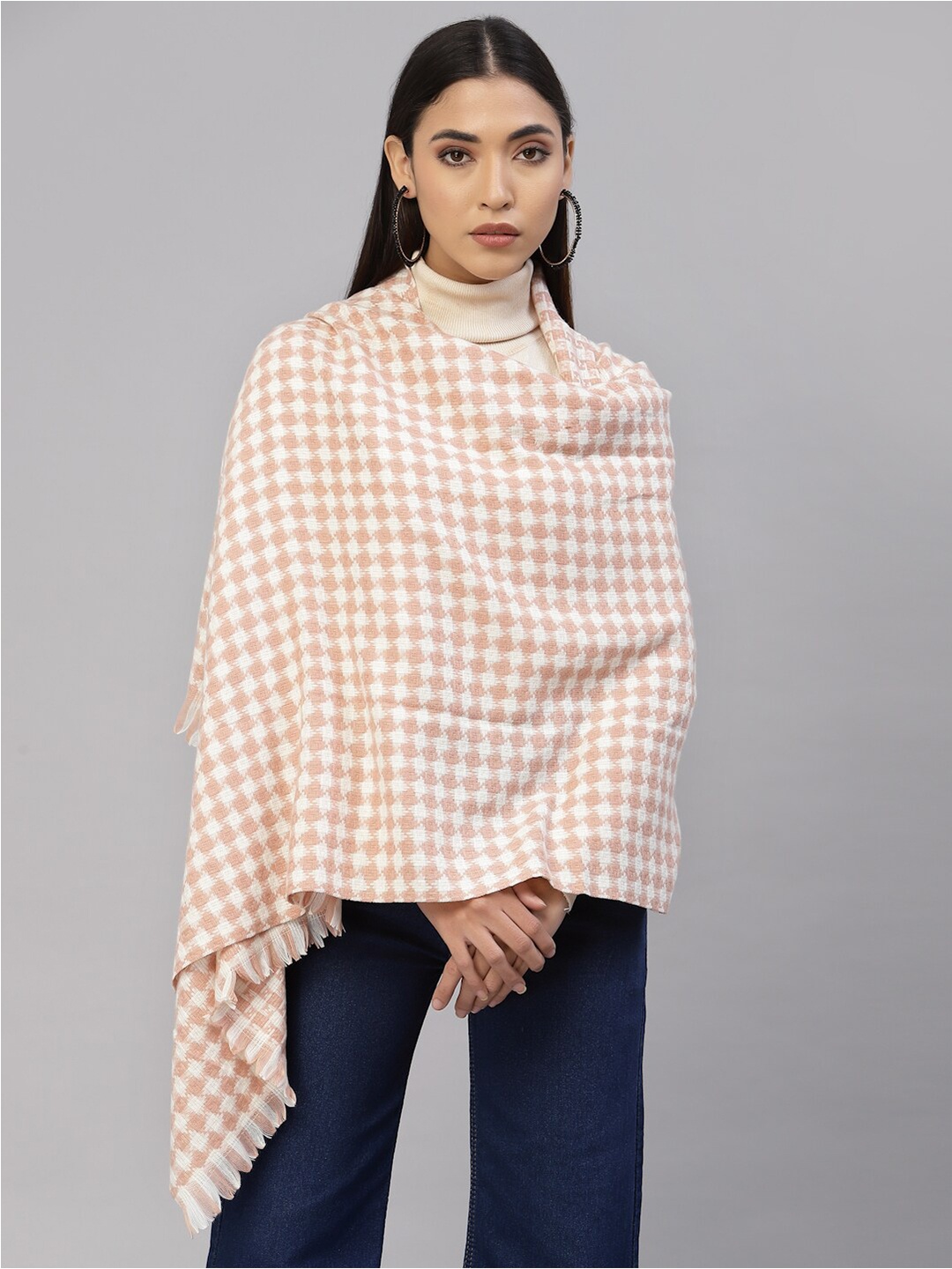 

Mafadeny Checked Stole, White