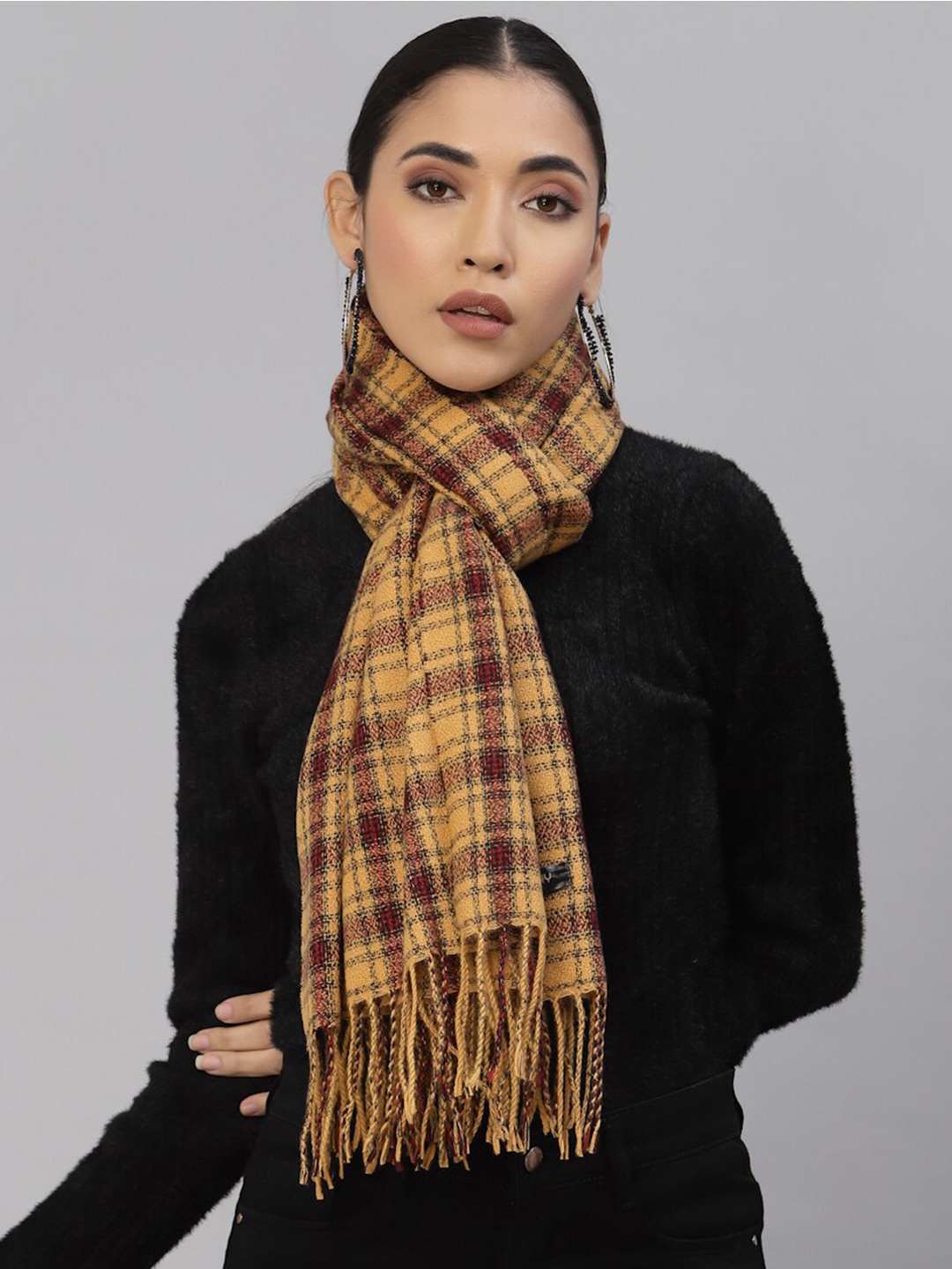 

Mafadeny Checked Stole, Mustard