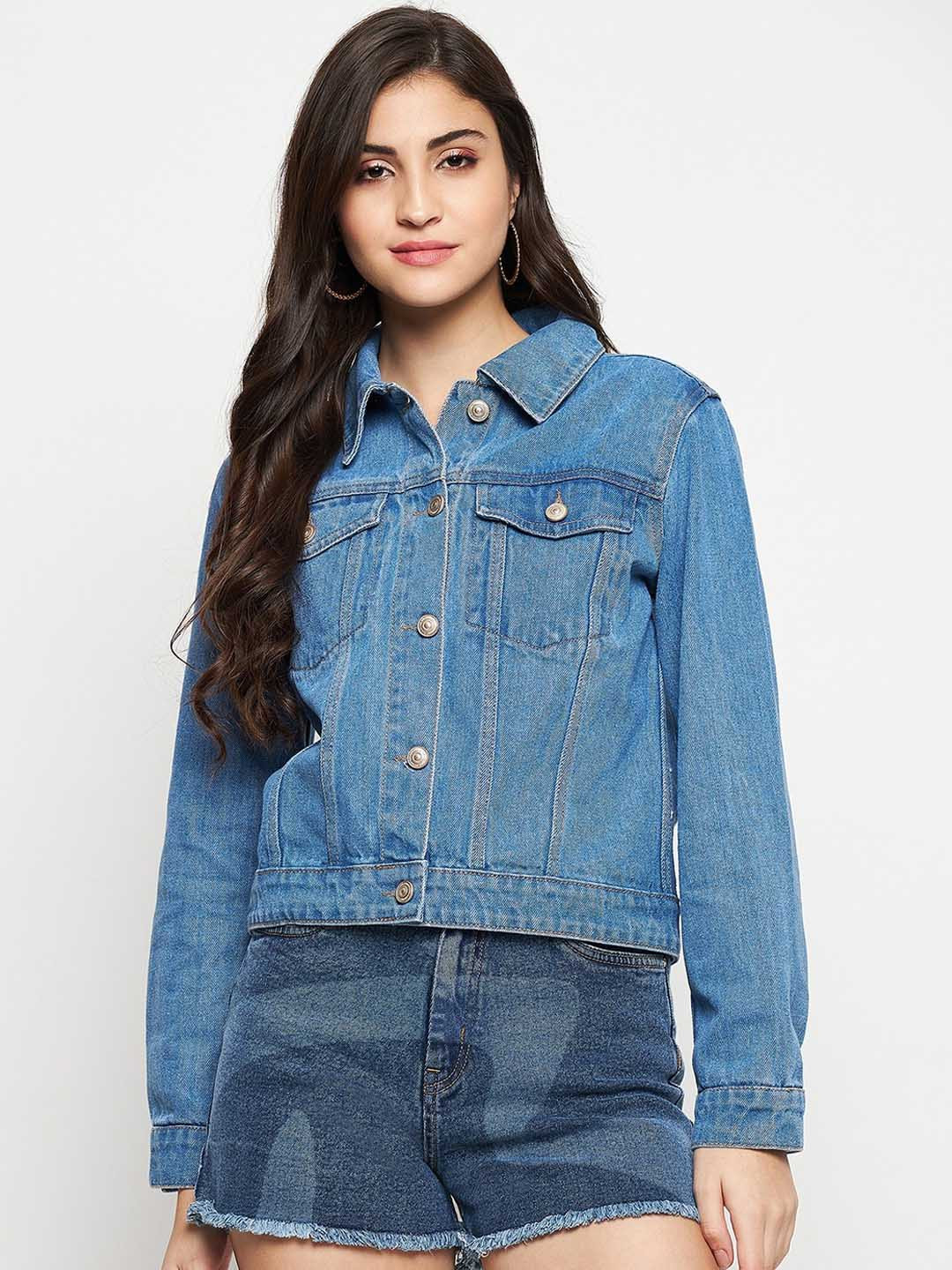 

Madame Washed Cotton Denim Jacket, Blue