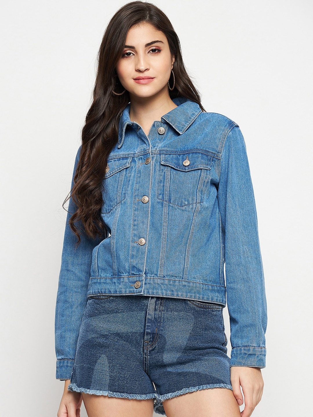 

Madame Washed Cotton Denim Jacket, Blue