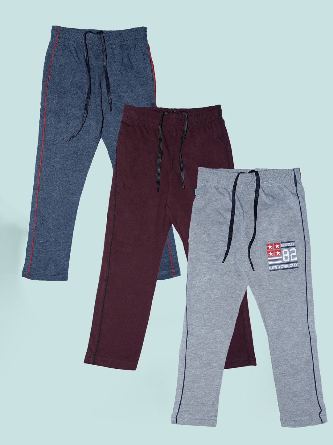 

CHIMPRALA Boys Pack Of 3 Cotton Track Pants, Blue