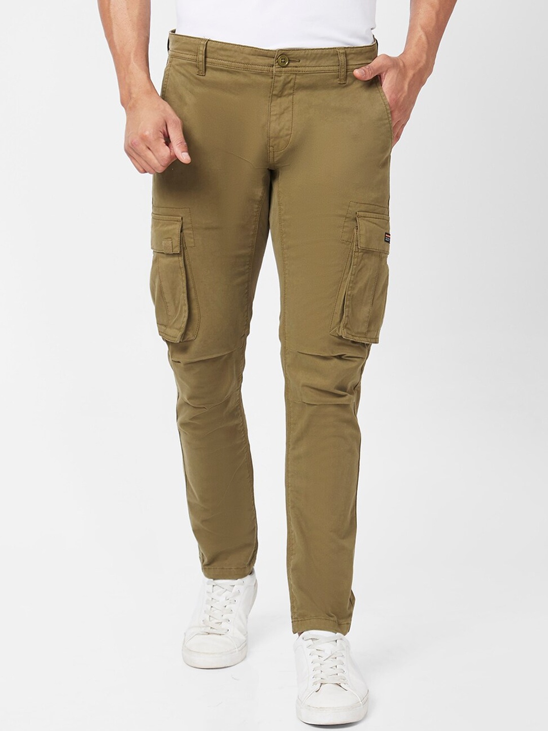 

SPYKAR Men Tapered Fit Mid Rise Cotton Cargos, Green