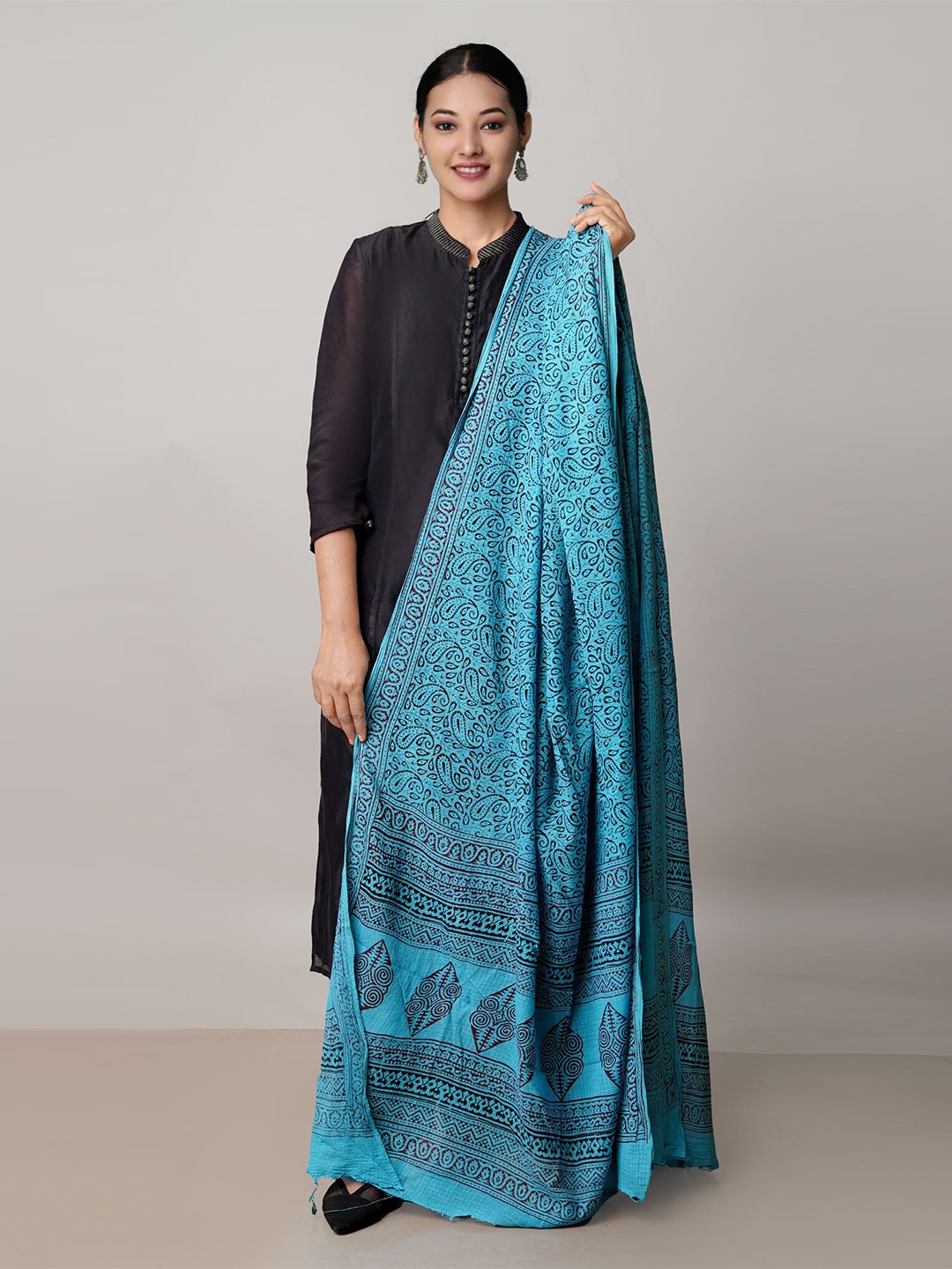 

Unnati Silks Ethnic Motifs Printed Dupatta, Blue