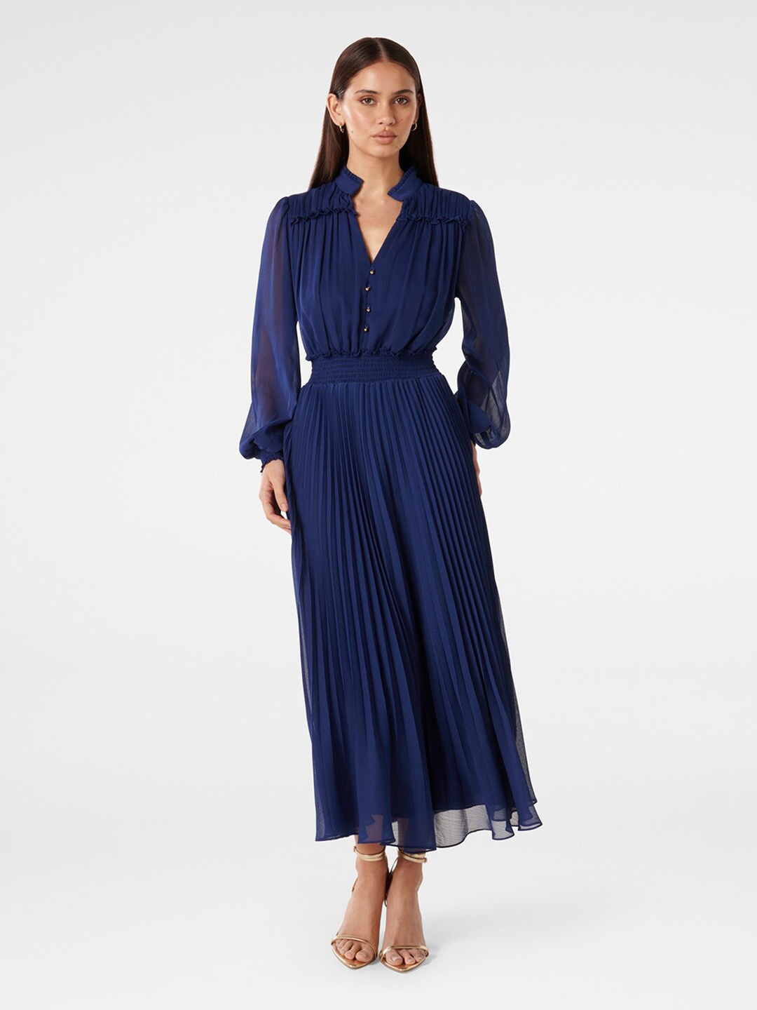 

Forever New Mandarin Collar Maxi Dress, Navy blue