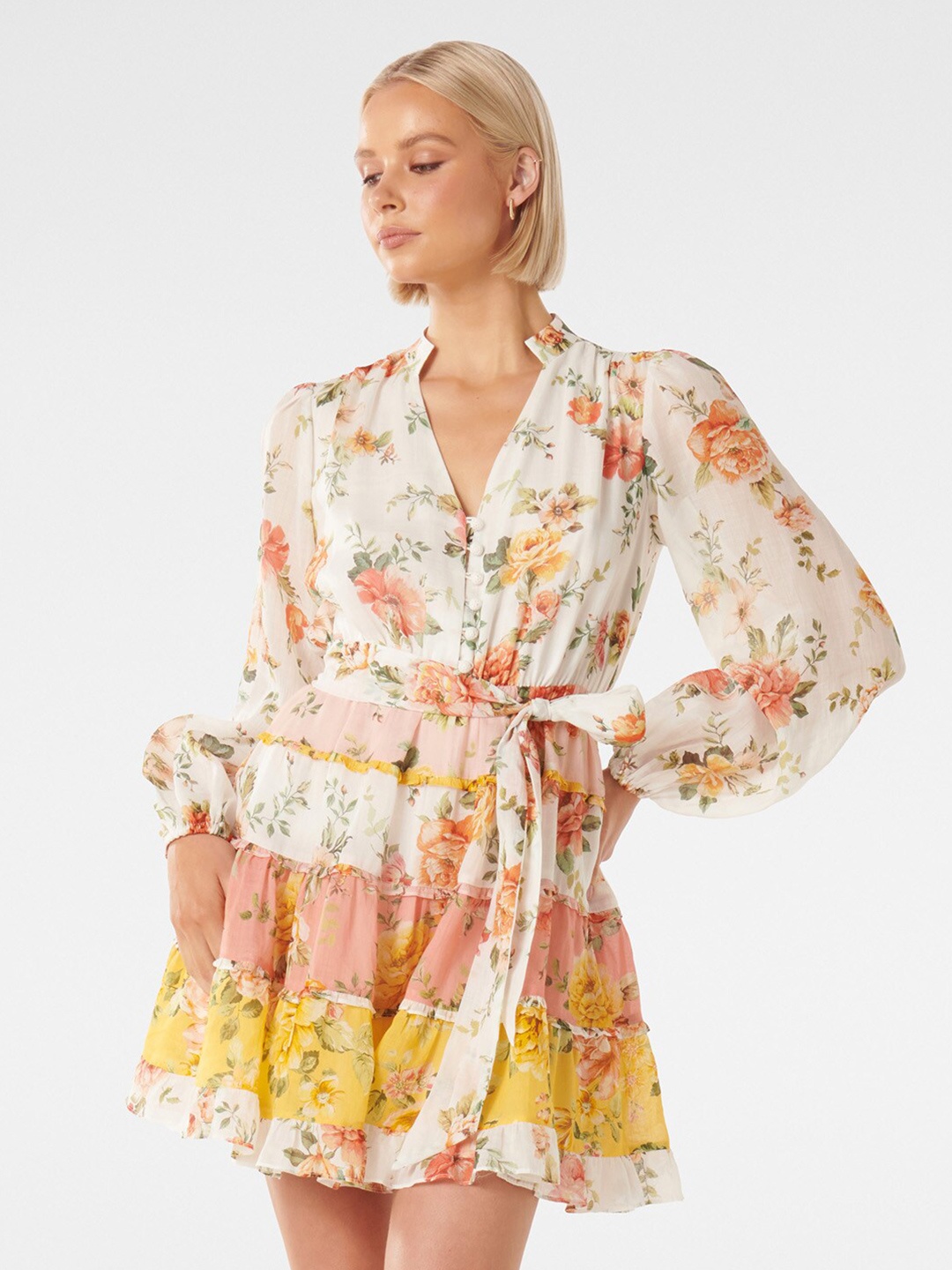 

Forever New Floral Print Puff Sleeves Dress, Multi