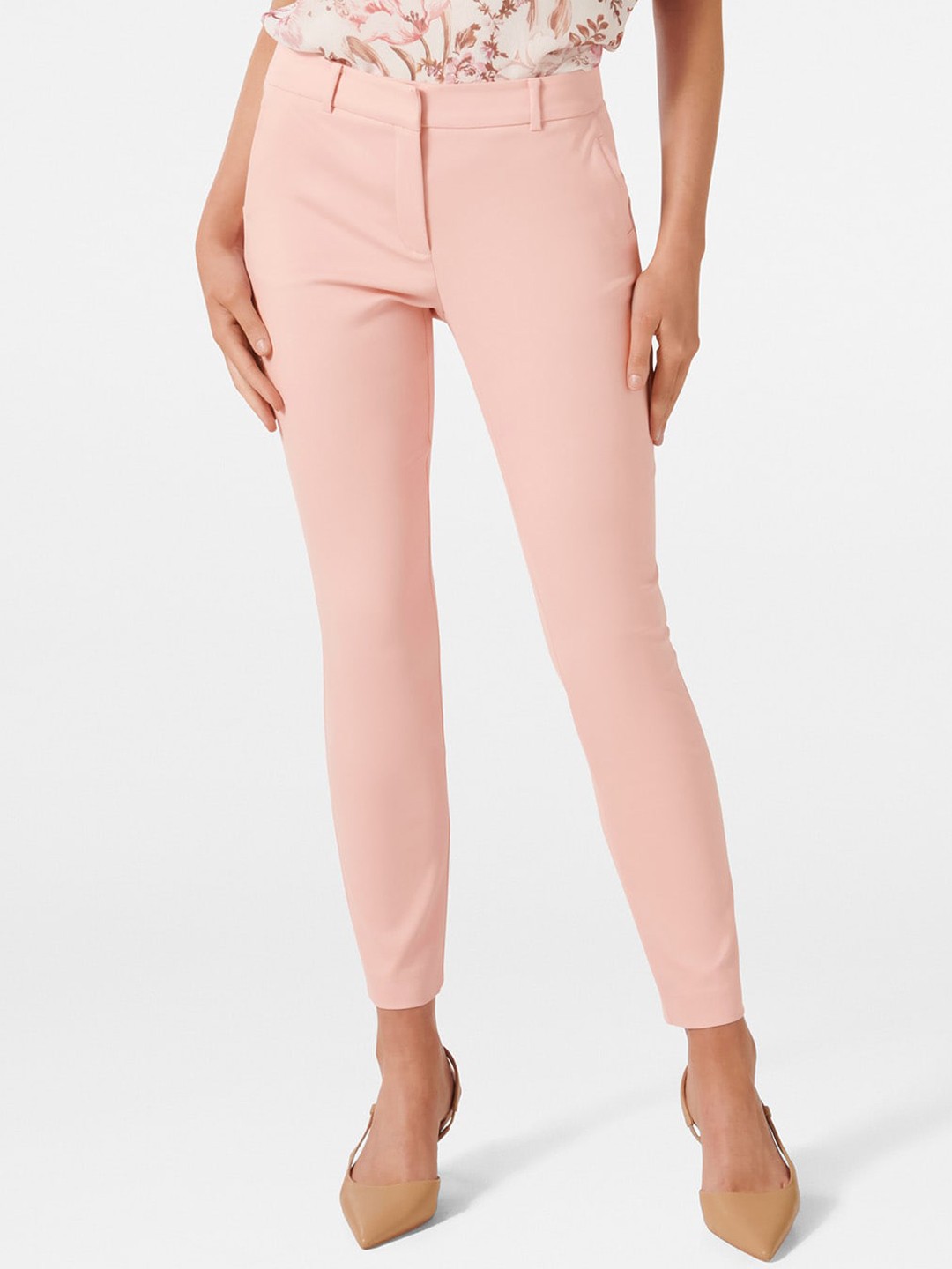 

Forever New Women Slim Fit Trousers, Pink