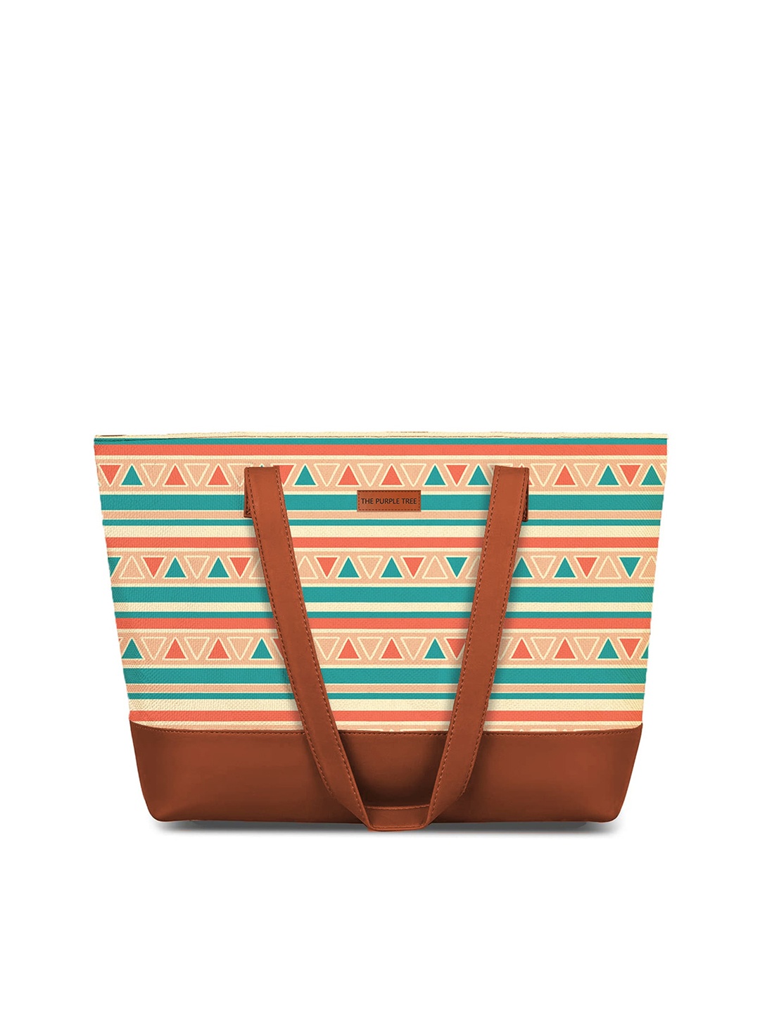 

The Purple Tree Geometric Printed Structured Tote Bag, Off white