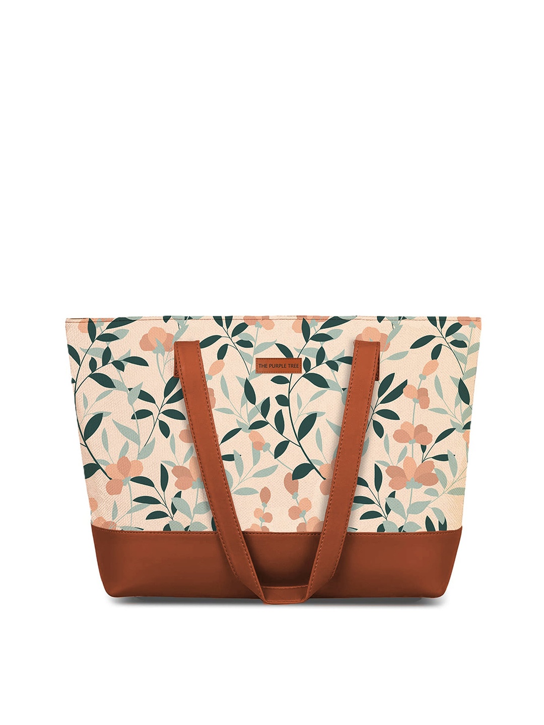 

The Purple Tree Floral Printed Structured Tote Bag, Off white