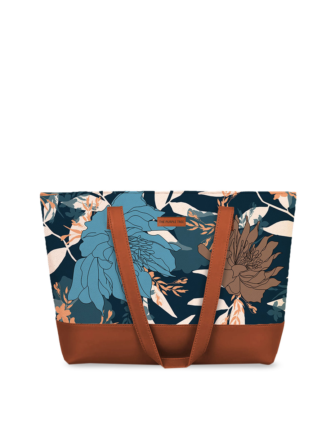 

The Purple Tree Floral Printed Structured Tote Bag, Navy blue