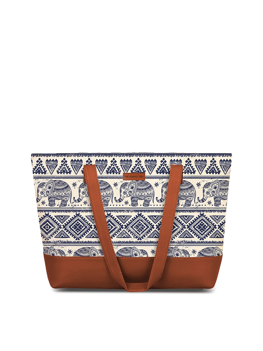 

The Purple Tree Ethnic Motifs Printed Structured Tote Bag, White