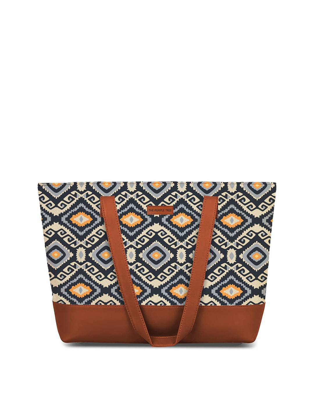 

The Purple Tree Ethnic Motifs Printed Structured Tote Bag, Black