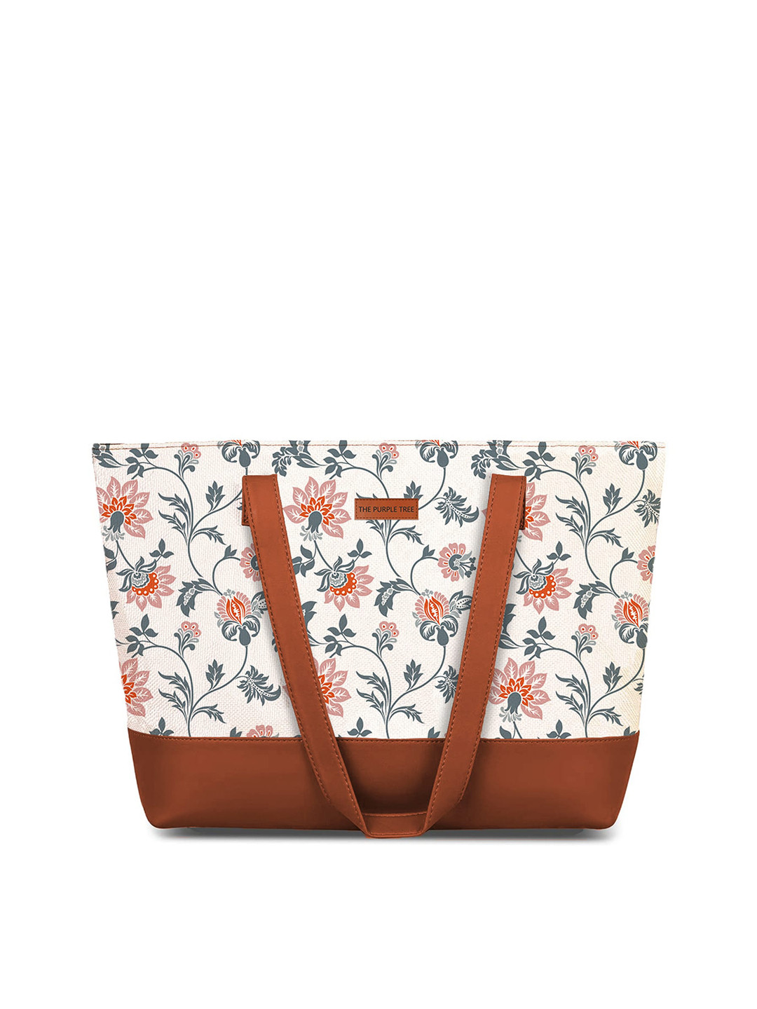 

The Purple Tree Floral Printed Structured Tote Bag, White