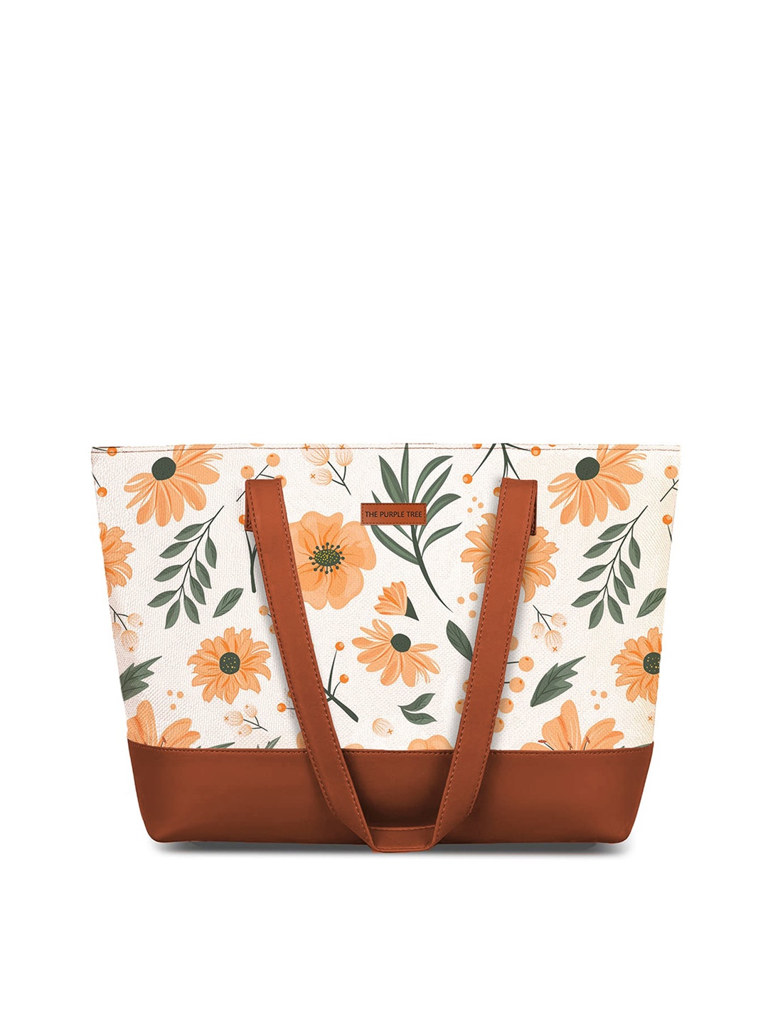 

The Purple Tree Floral Printed Structured Tote Bag, Off white