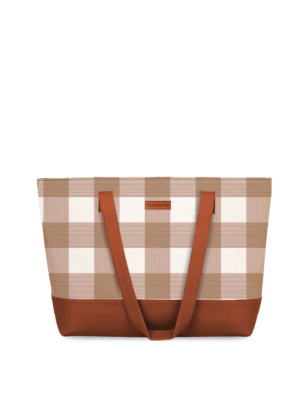 

The Purple Tree Checked Structured Shoulder Bag, Off white