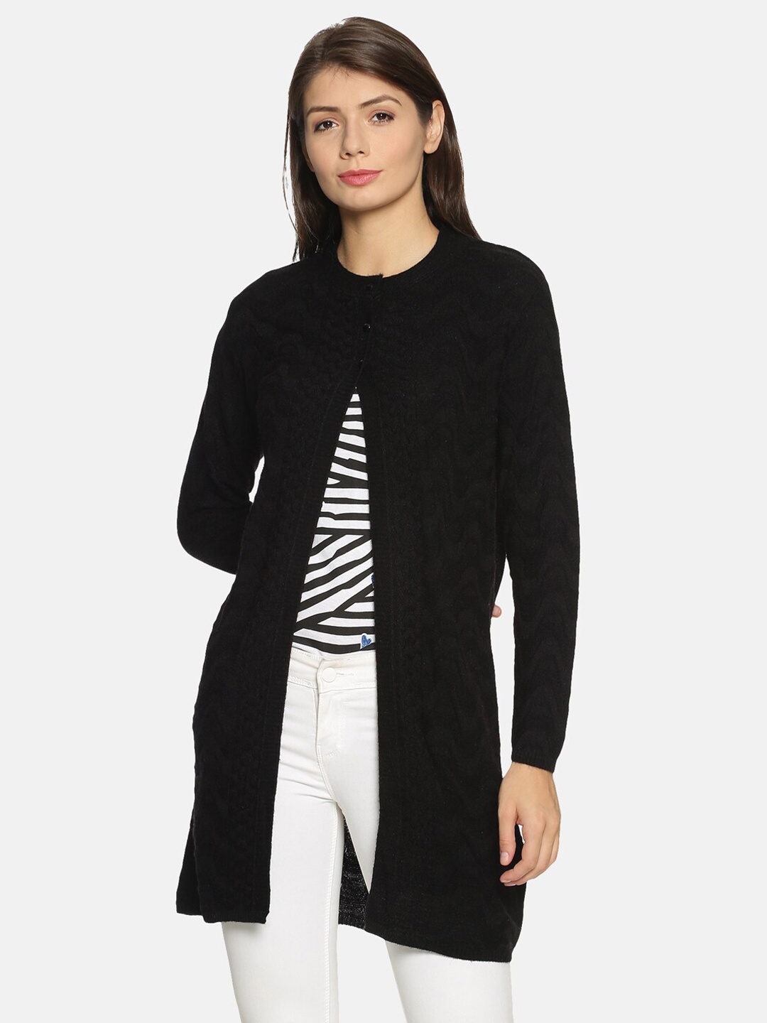 

CLAPTON Woollen Longline Cardigan Sweaters, Black