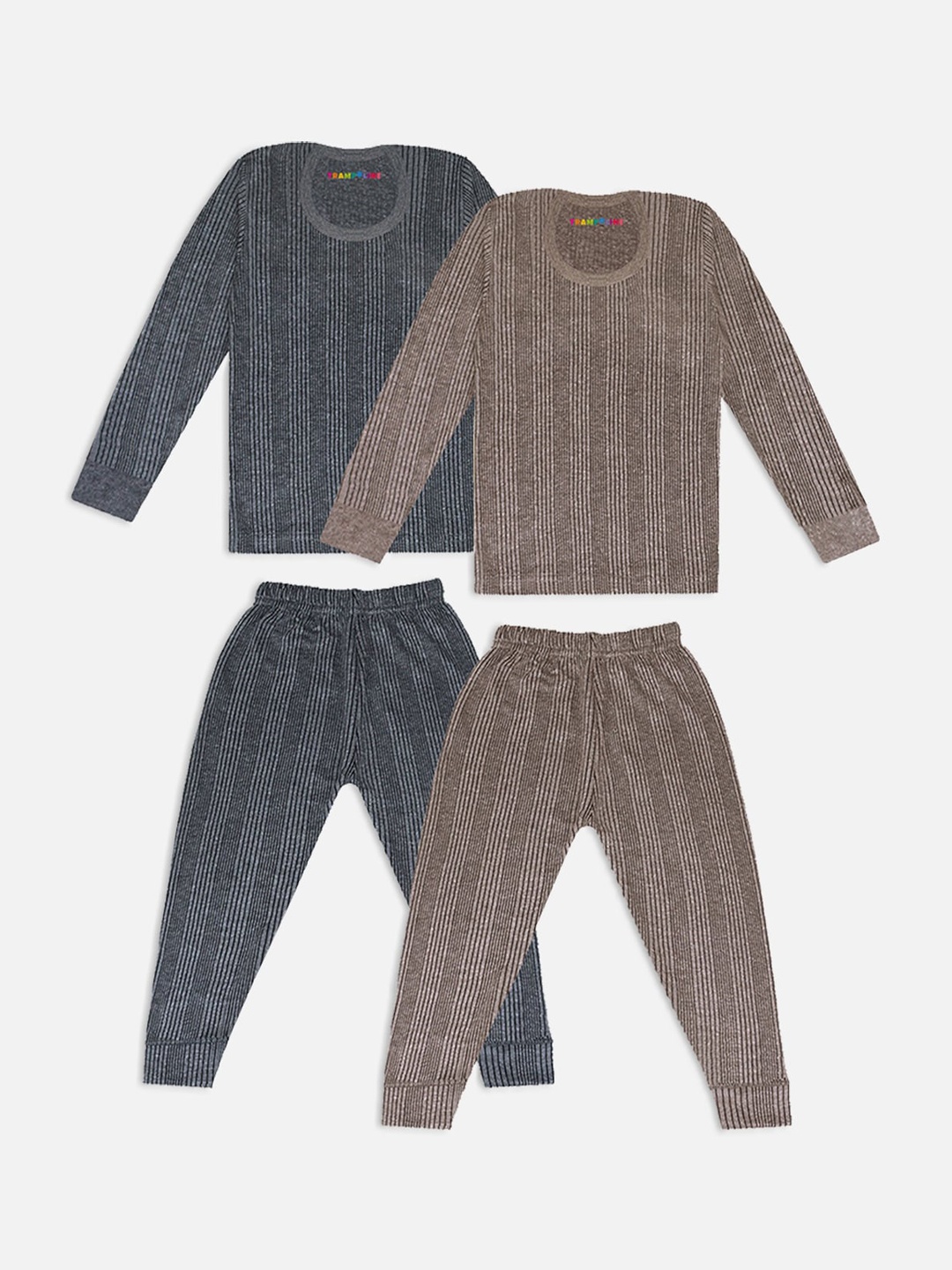 

Trampoline Infant Kids Pack Of 2 Striped Cotton Thermal Set, Brown